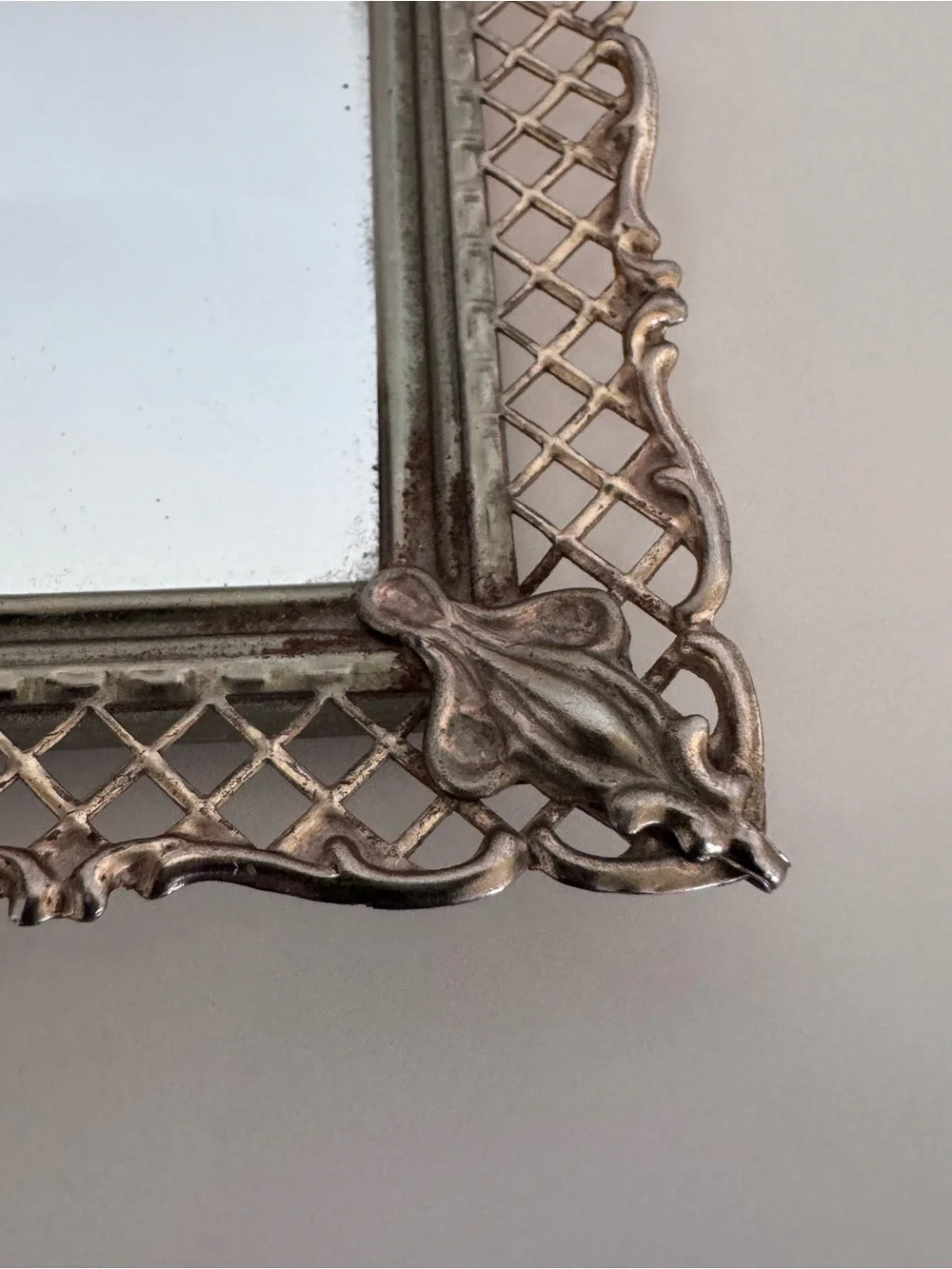 Vintage Antique Gold Filigree Vanity Mirror Tray Wall Mirror Hollywood Regency